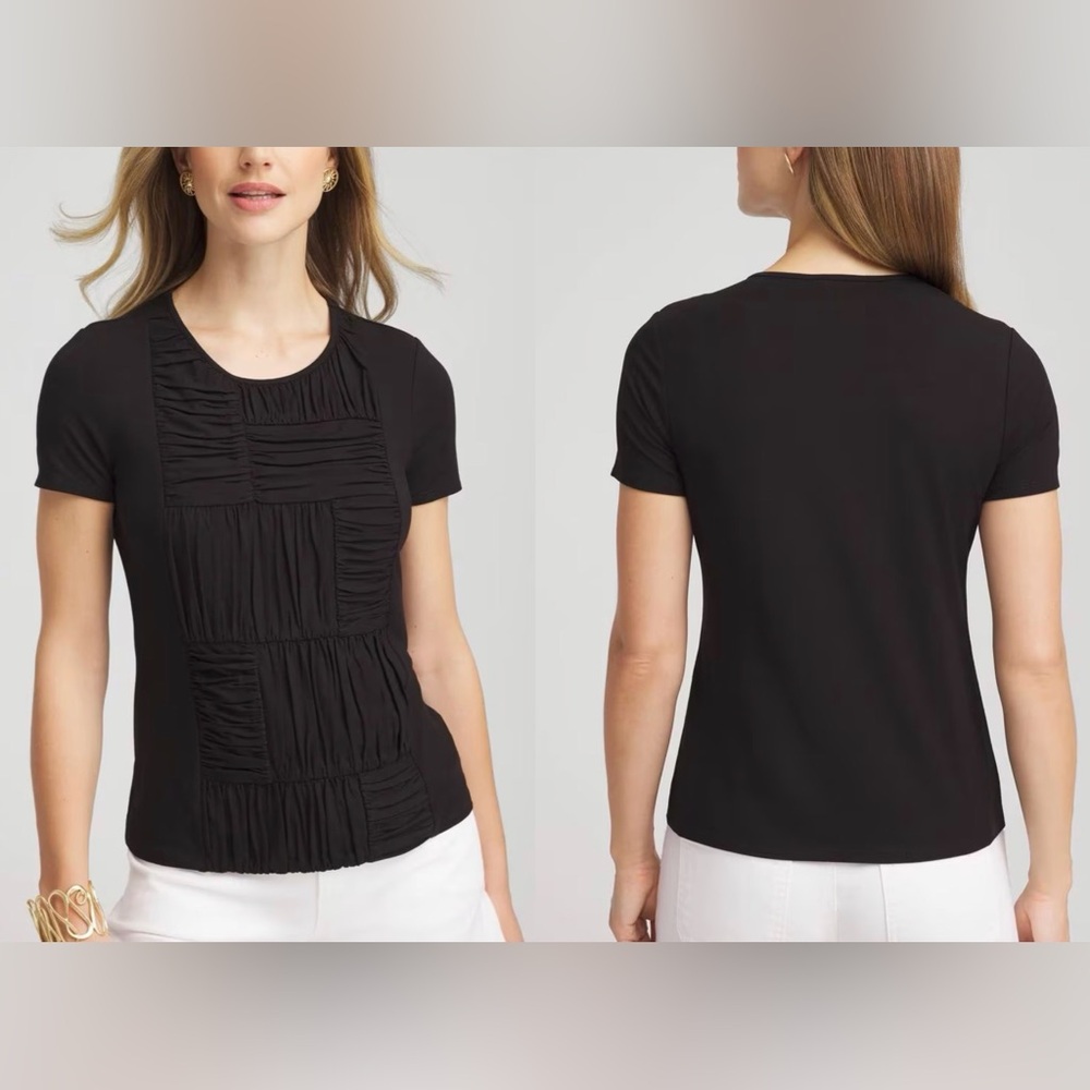 NWT Chico's Jersey Knit Ruched Front Tee‎ Size 1 (M)